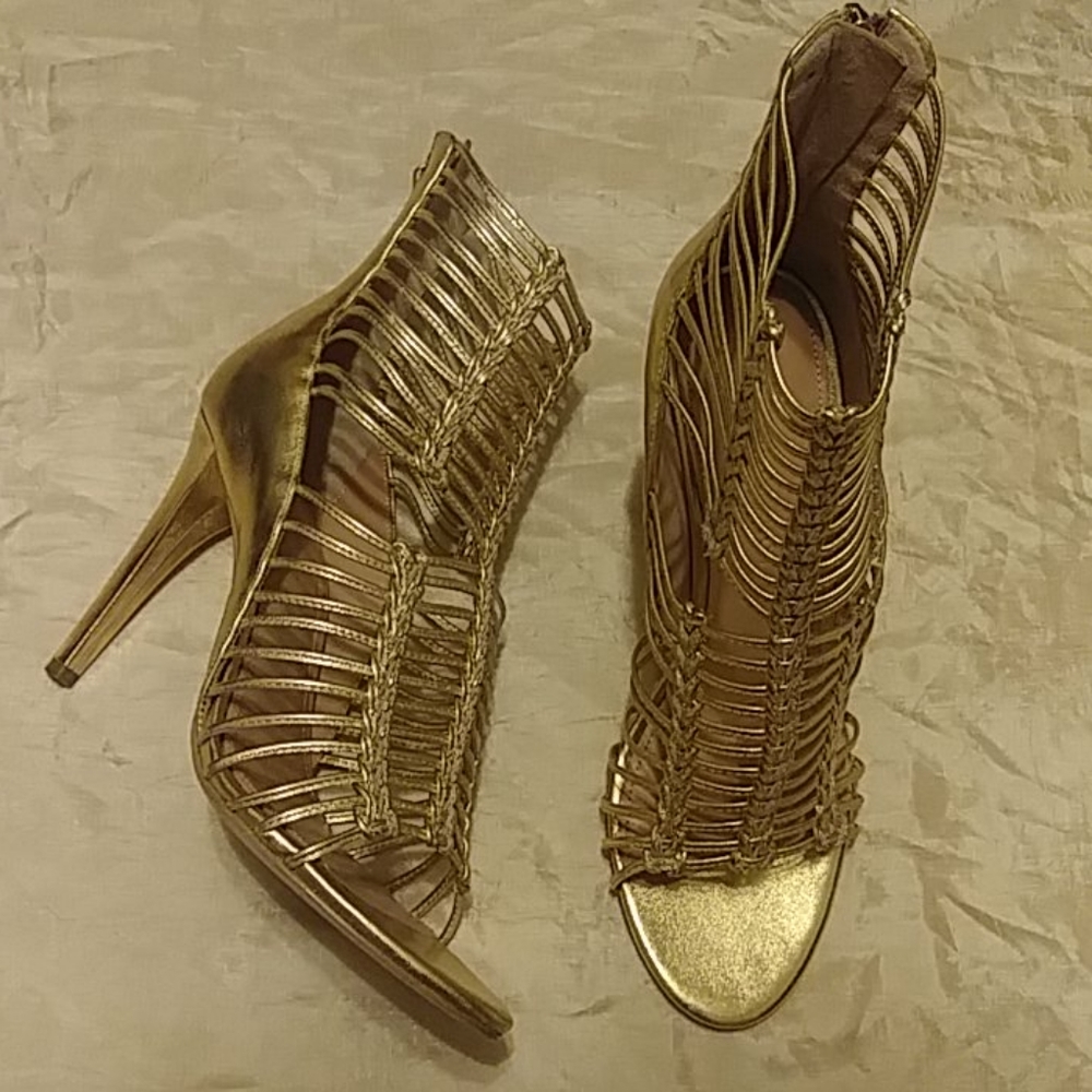 Sigerson Morrison Mella Gold Gladiator Heels - Picture 2 of 7